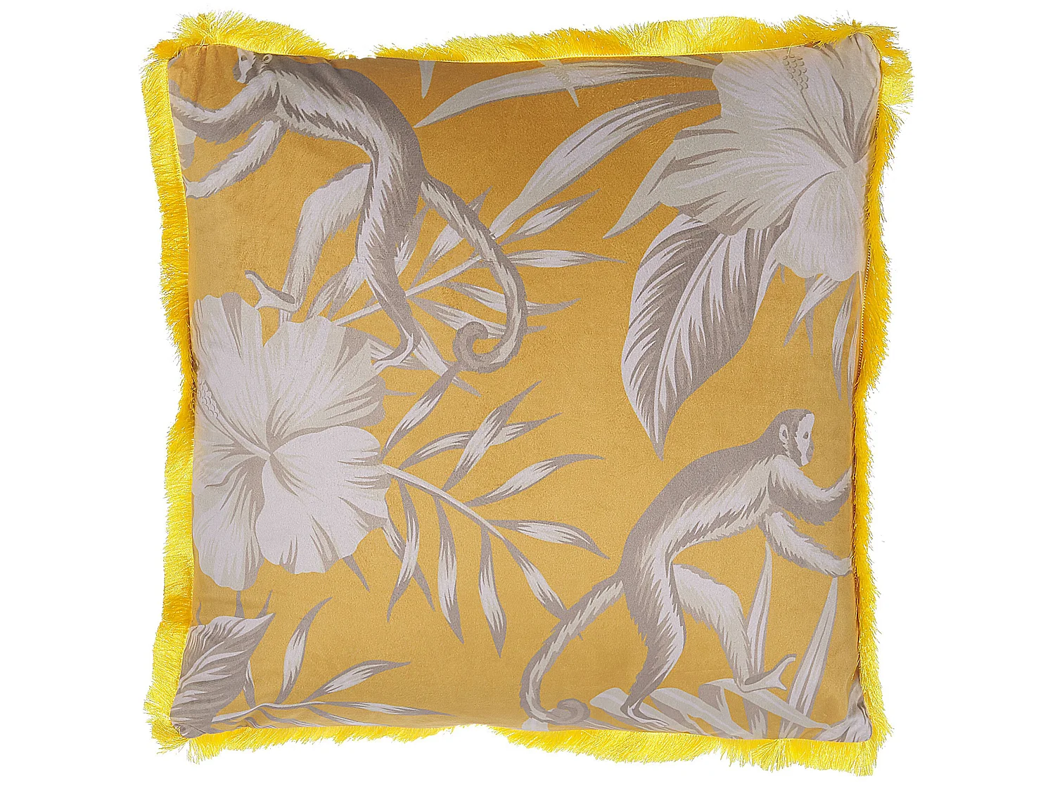 Lot de 2 coussins décoratifs MANJU Velours 45 x 45 cm Jaune Motif animal