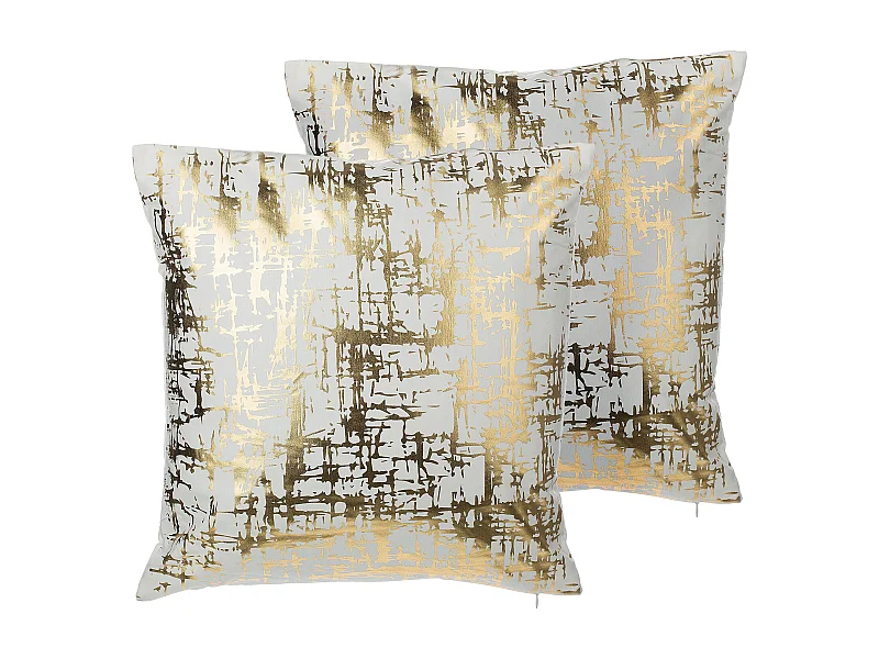 2er Set Dekokissen Goldkissen Sofa Couch Kissen Baumwolle weiß/gold 45x45 cm