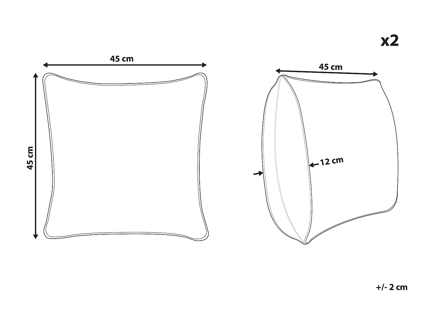 Lot de 2 coussins décoratifs GARDENIA Coton 45 x 45 cm Doré Motif abstrait