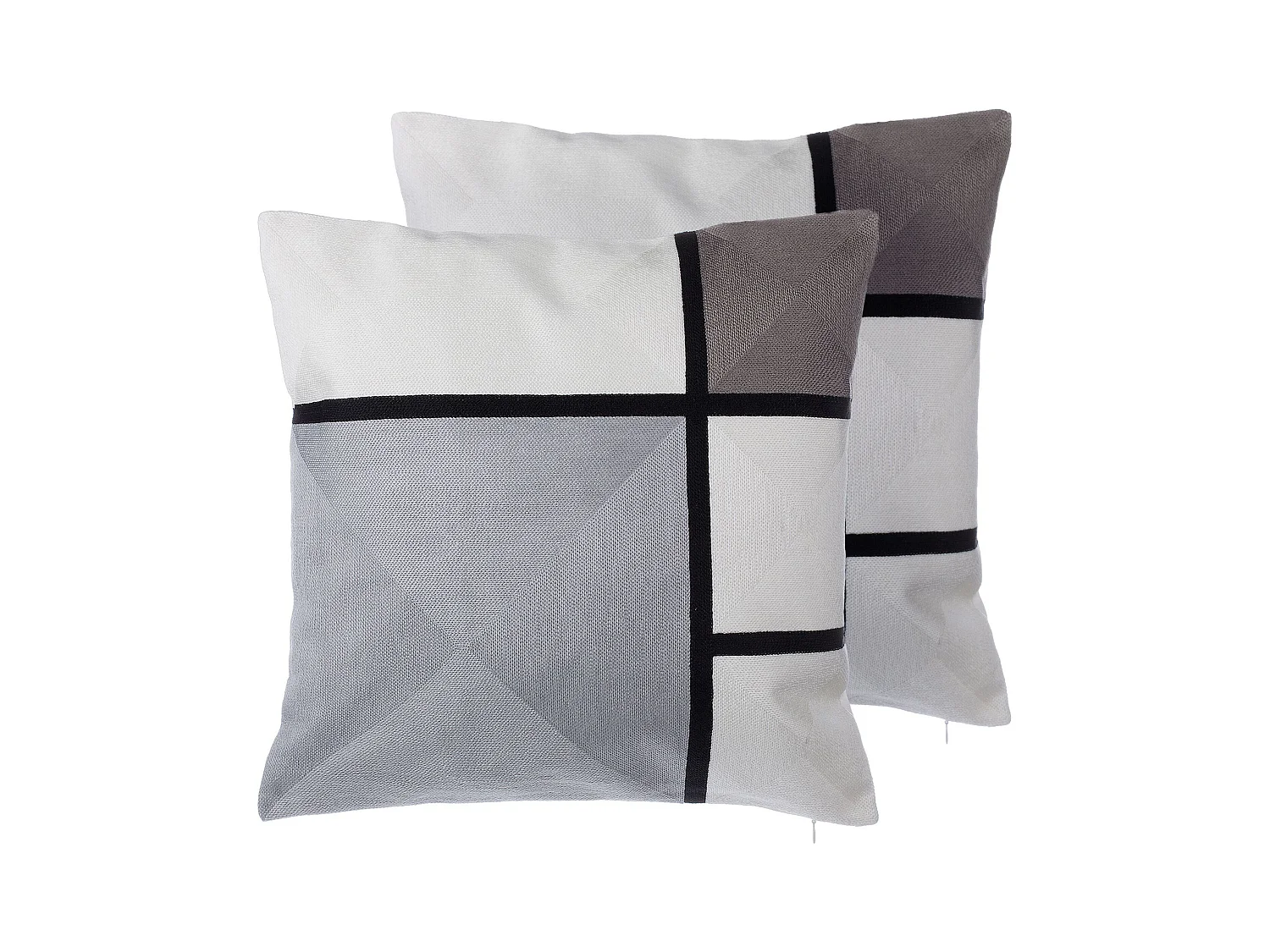 Lot de 2 coussins décoratifs WEDELIA Coton 45 x 45 cm Gris Motif géométrique