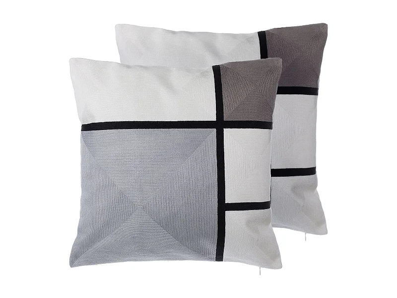 Dekokissen Baumwolle Rechtecke grau/weiß/schwarz 45 x 45 cm im 2er Set Wedelia