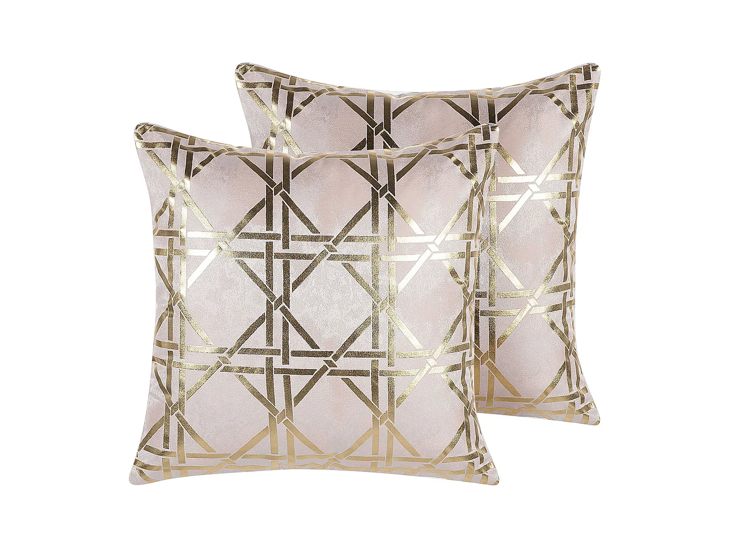 Lot de 2 coussins décoratifs CASSIA 45 x 45 cm Rose Motif géométrique