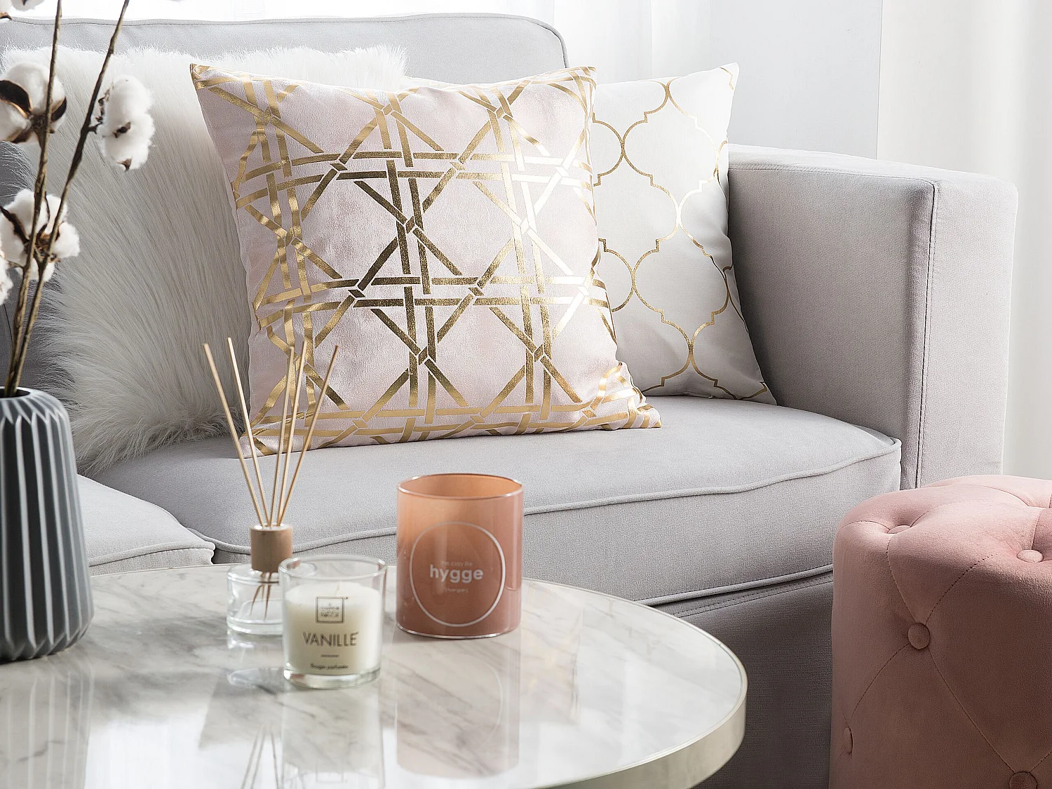 Set van 2 decoratieve kussens CASSIA 45 x 45 cm Roze Geometrisch patroon