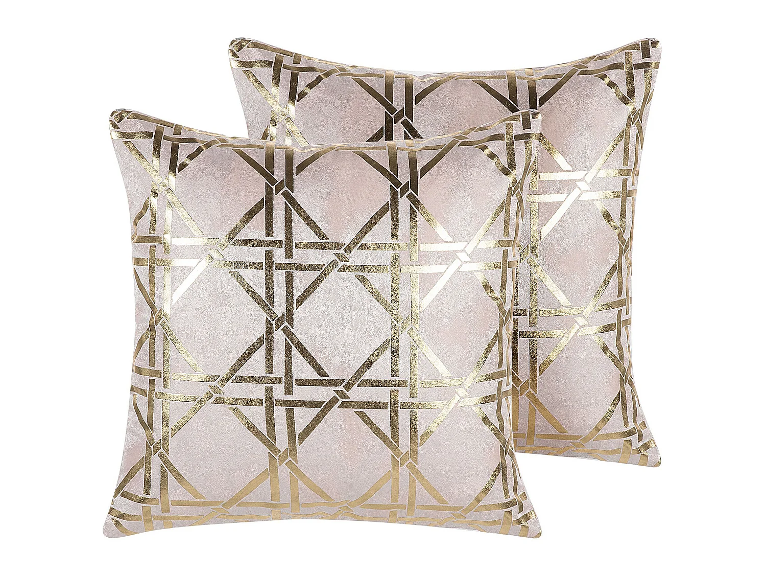Set of 2 Decorative Cushions CASSIA 45 x 45 cm Pink Geometric Pattern