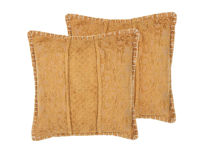 Zestaw 2 poduszek dekoracyjnych KAVALAM 45 x 45 cm Musztardowy Jednolity