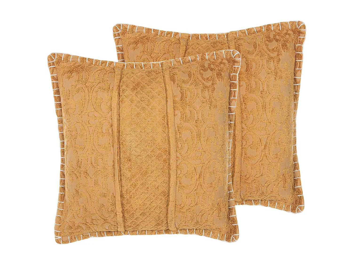 Set van 2 decoratieve kussens KAVALAM 45 x 45 cm Mosterdgeel Effen