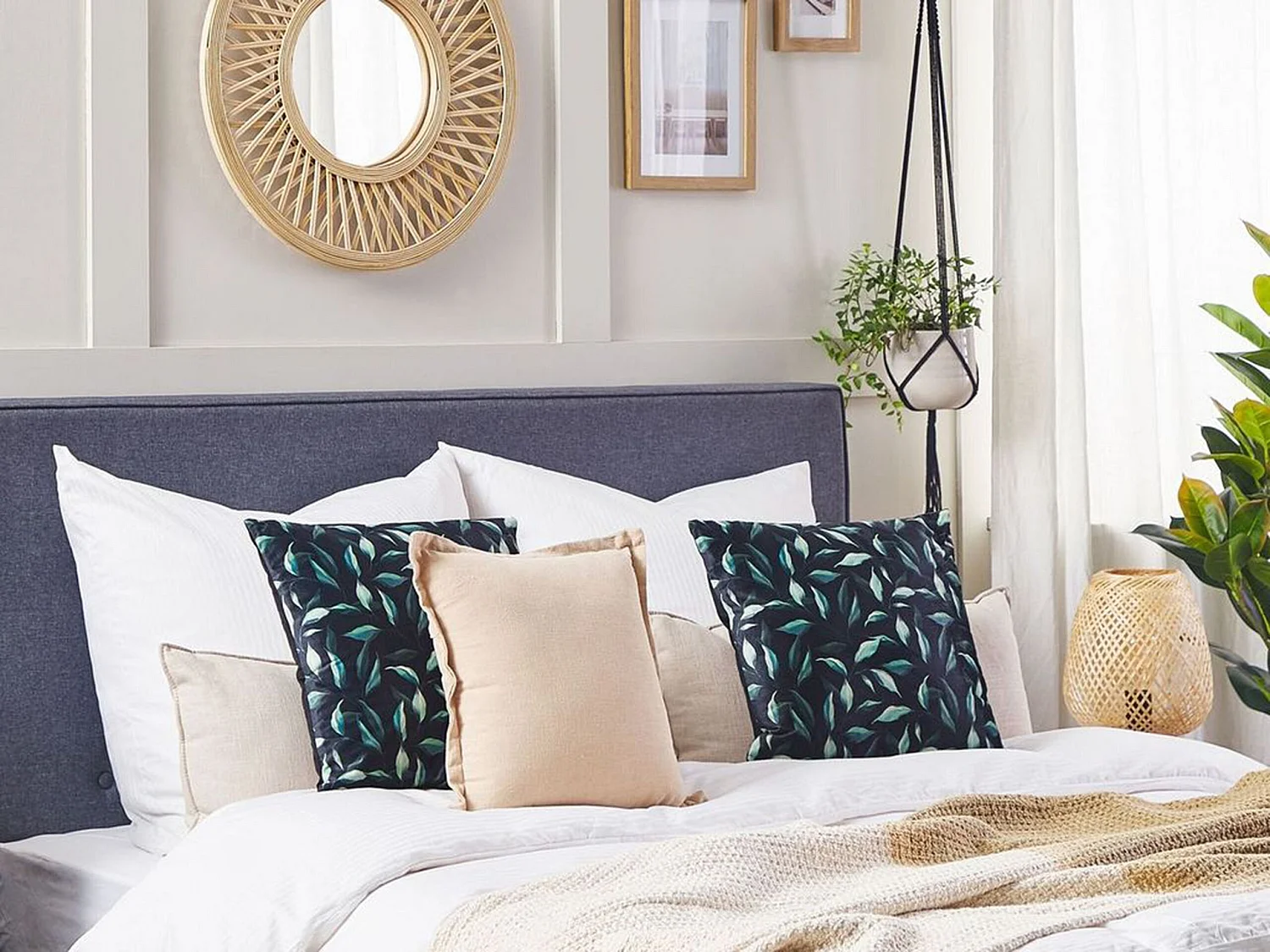 Zestaw 2 poduszek dekoracyjnych TOADFLAX Welur 45 x 45 cm Zielony Czarny Wzór roślinny