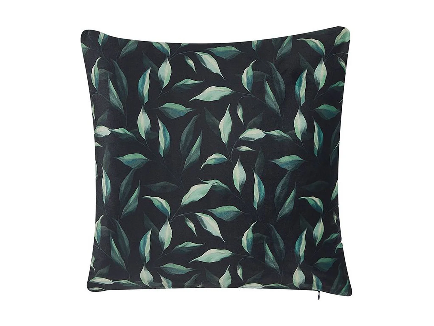 Dekokissen 2er Set Blättermotiv grün und schwarz 45 x 45 cm Samtstoff Toadflax
