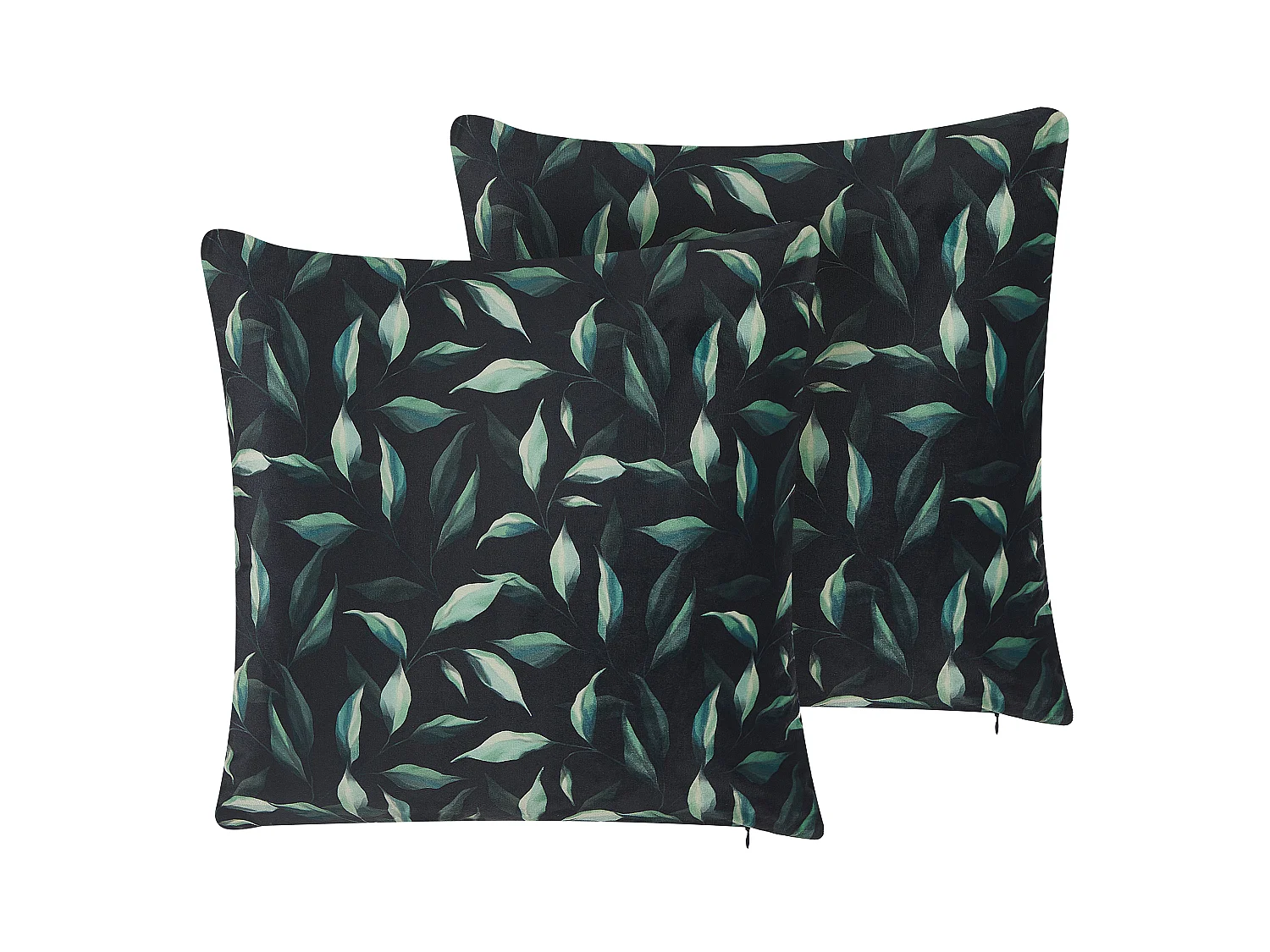 Set di 2 cuscini TOADFLAX Velluto 45 x 45 cm Verde Nero Trama di piante