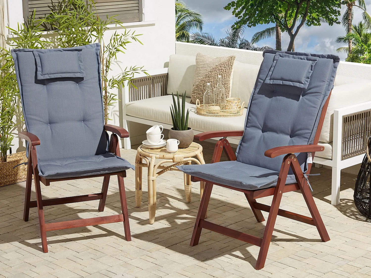 Lot de 2 coussins de jardin TOSCANA 50 x 70 cm Bleu