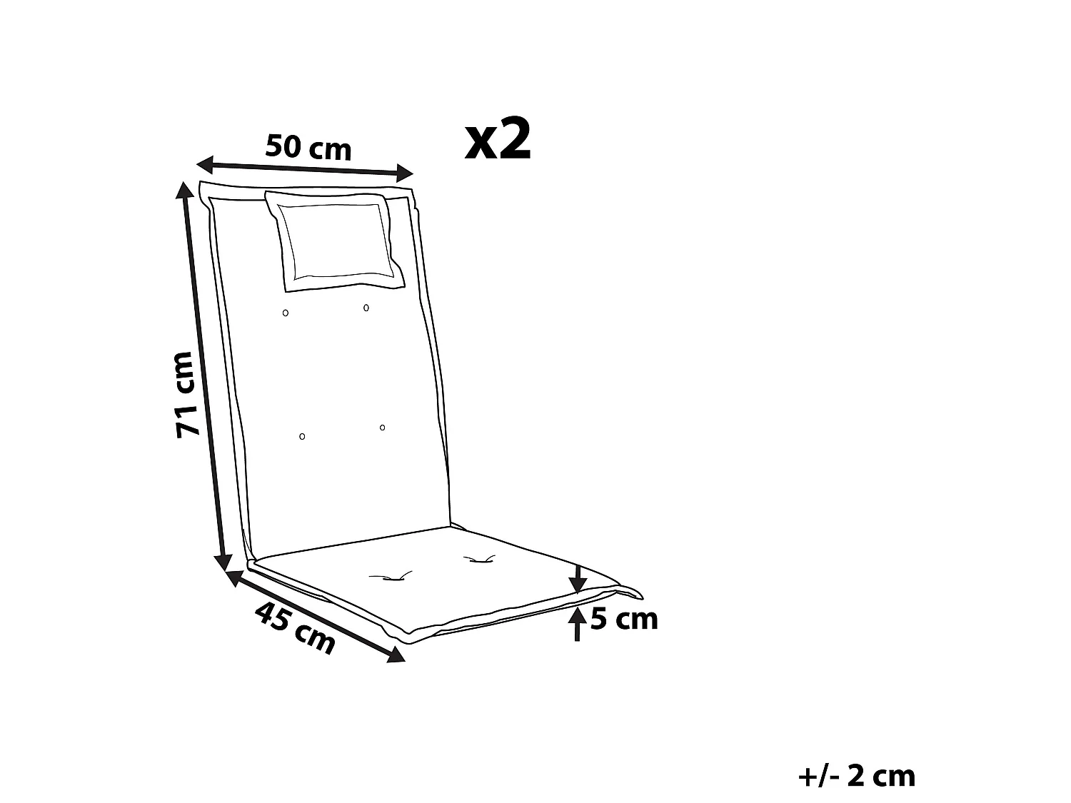 Conjunto de 2 cojines de respaldo/asiento TOSCANA 50 x 70 cm Azul