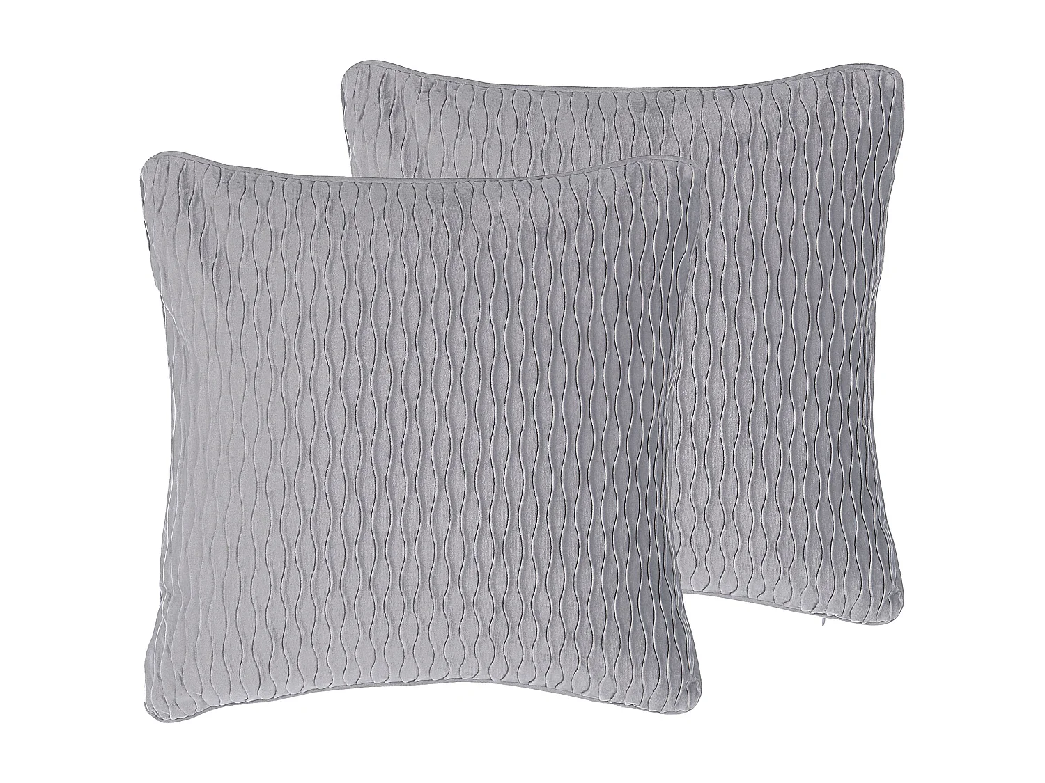 Dekokissen 2er Set Zickzack-Muster 45 x 45 m Polsterbezug grau Motari