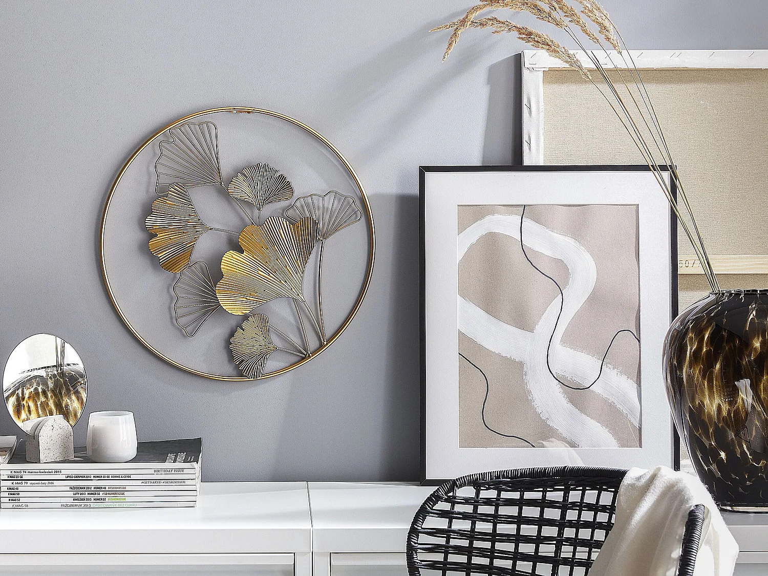 Décoration murale Fleur BISMUTH Métal 45 cm Doré