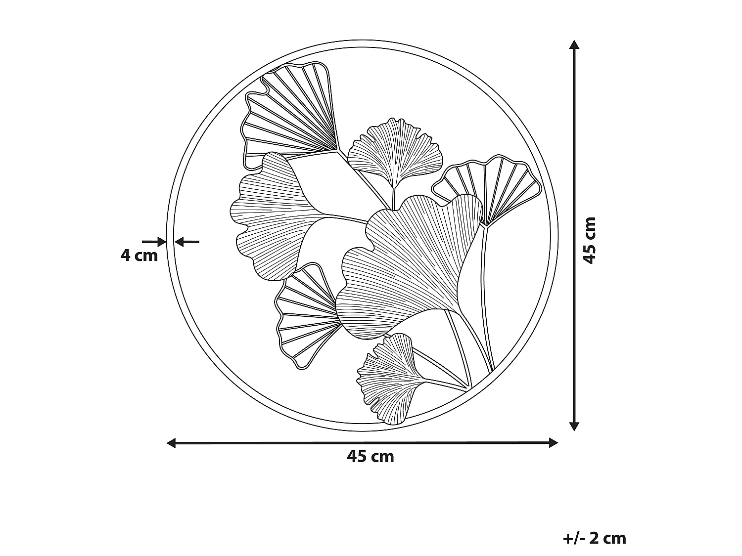 Décoration murale Fleur BISMUTH Métal 45 cm Doré
