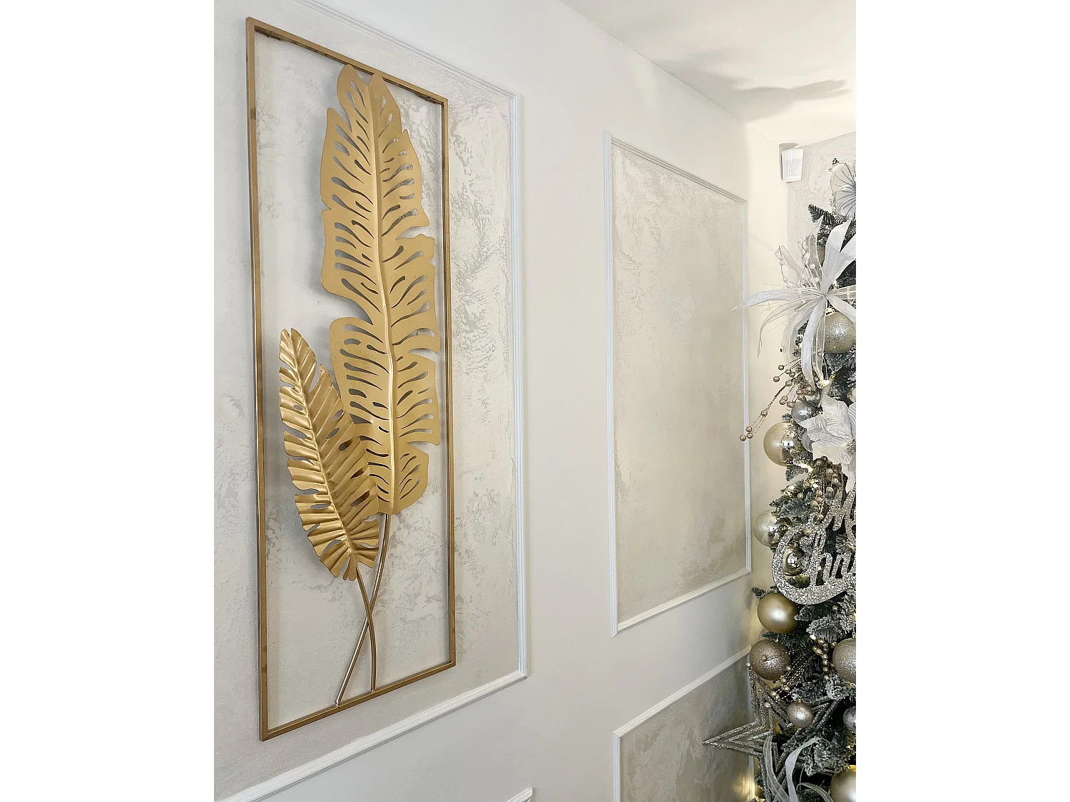 Wandobjekt Blatt PALLADIUM Metall 90 cm Gold