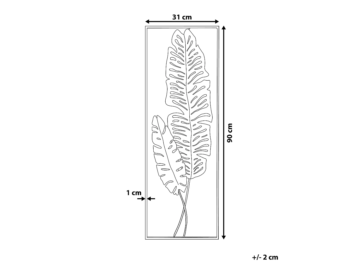 Wall Decor Leaf PALLADIUM Metal 90 cm Gold