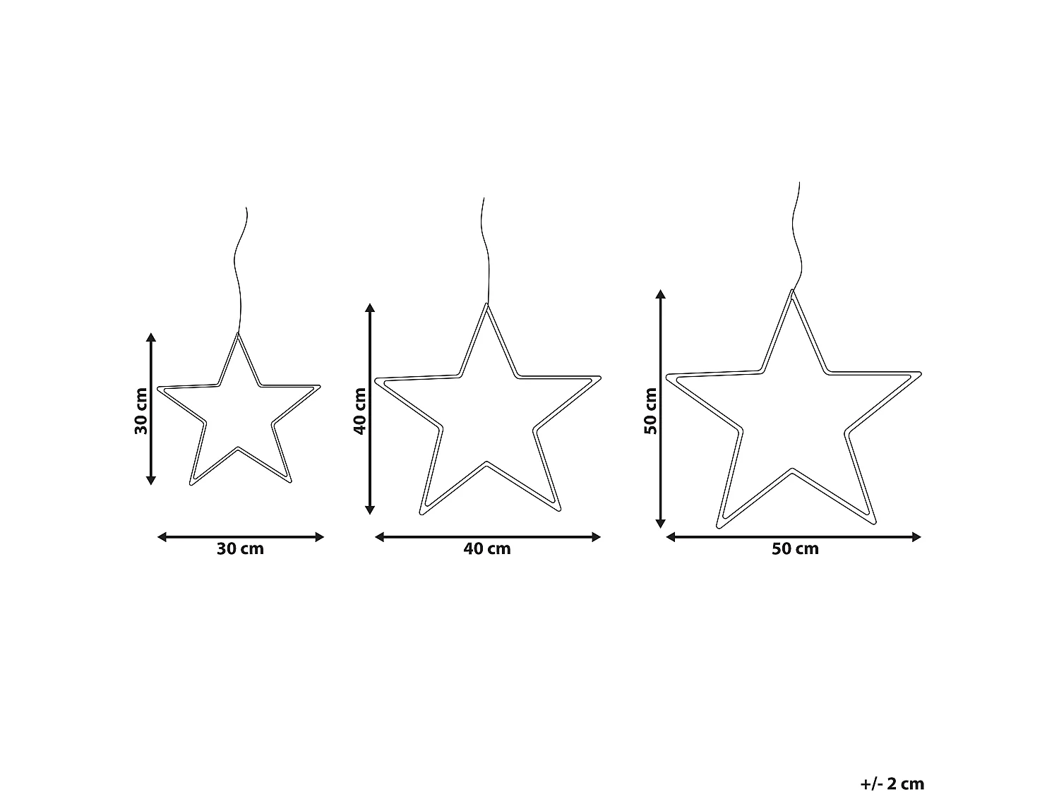 Weihnachtsdeko aus Metall mit LED-Beleuchtung Sternform silber 3er Set Kunnari