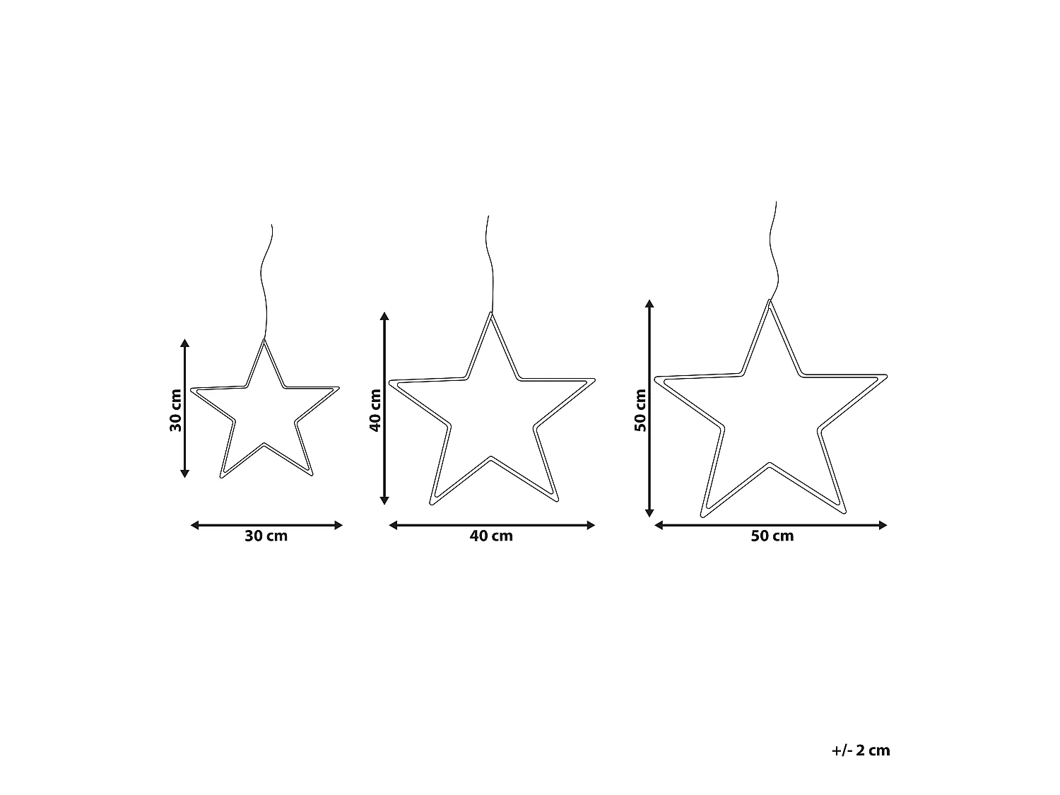Zestaw 3 dekoracji ściennych Gwiazda KUNNARI Metal 50/40/30 cm Srebrny