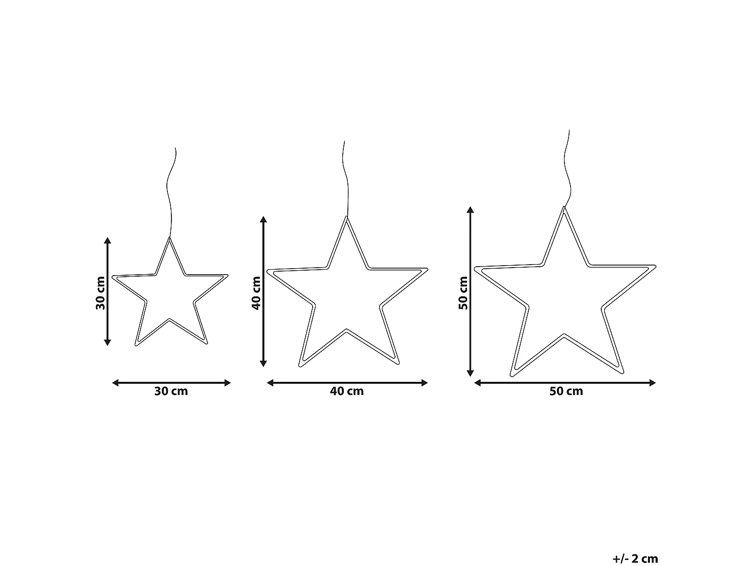 Set di 3 decorazioni da appendere stella KUNNARI Metallo 50/40/30 cm Argento
