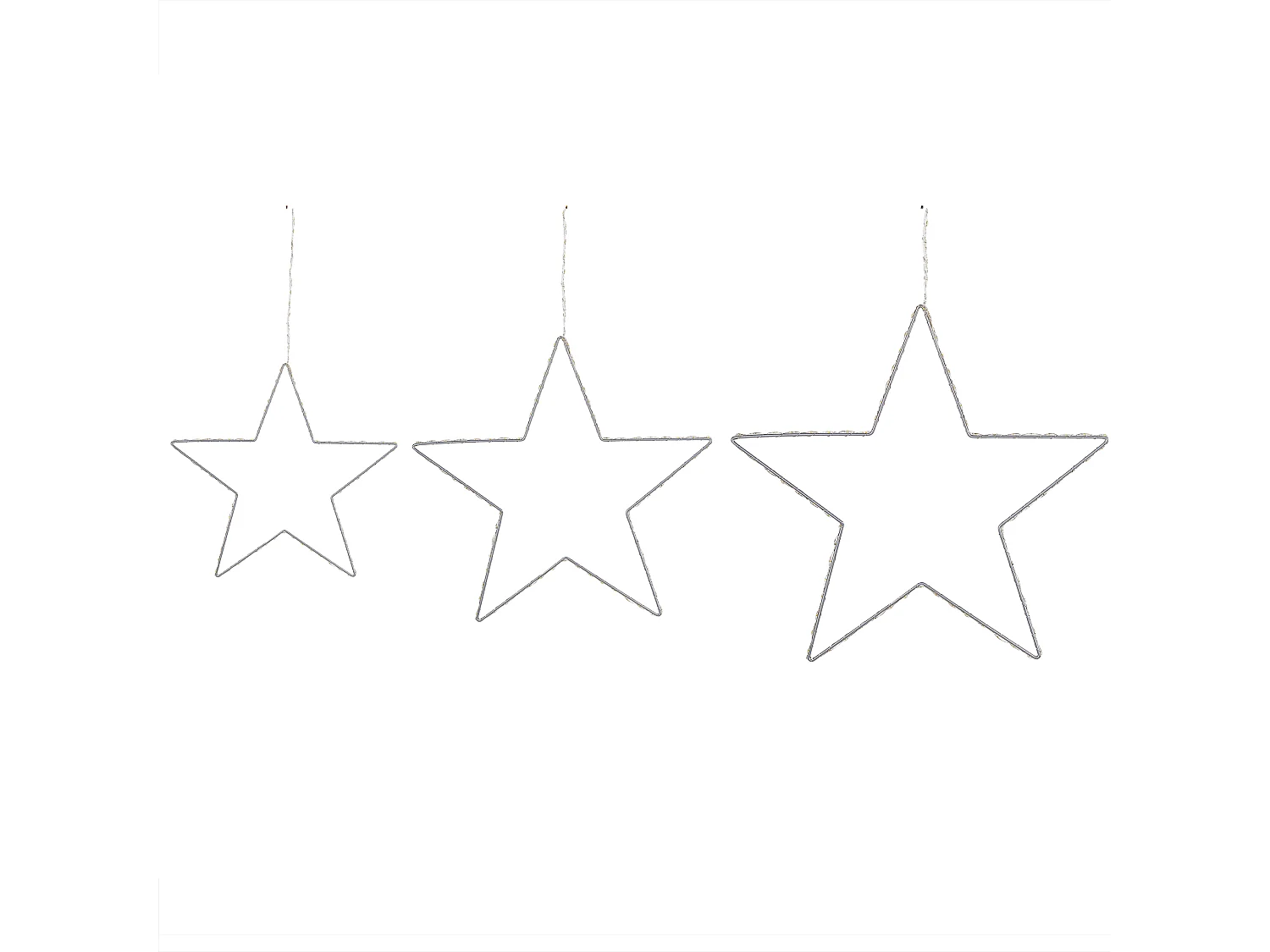 Set di 3 decorazioni da appendere stella KUNNARI Metallo 50/40/30 cm Argento