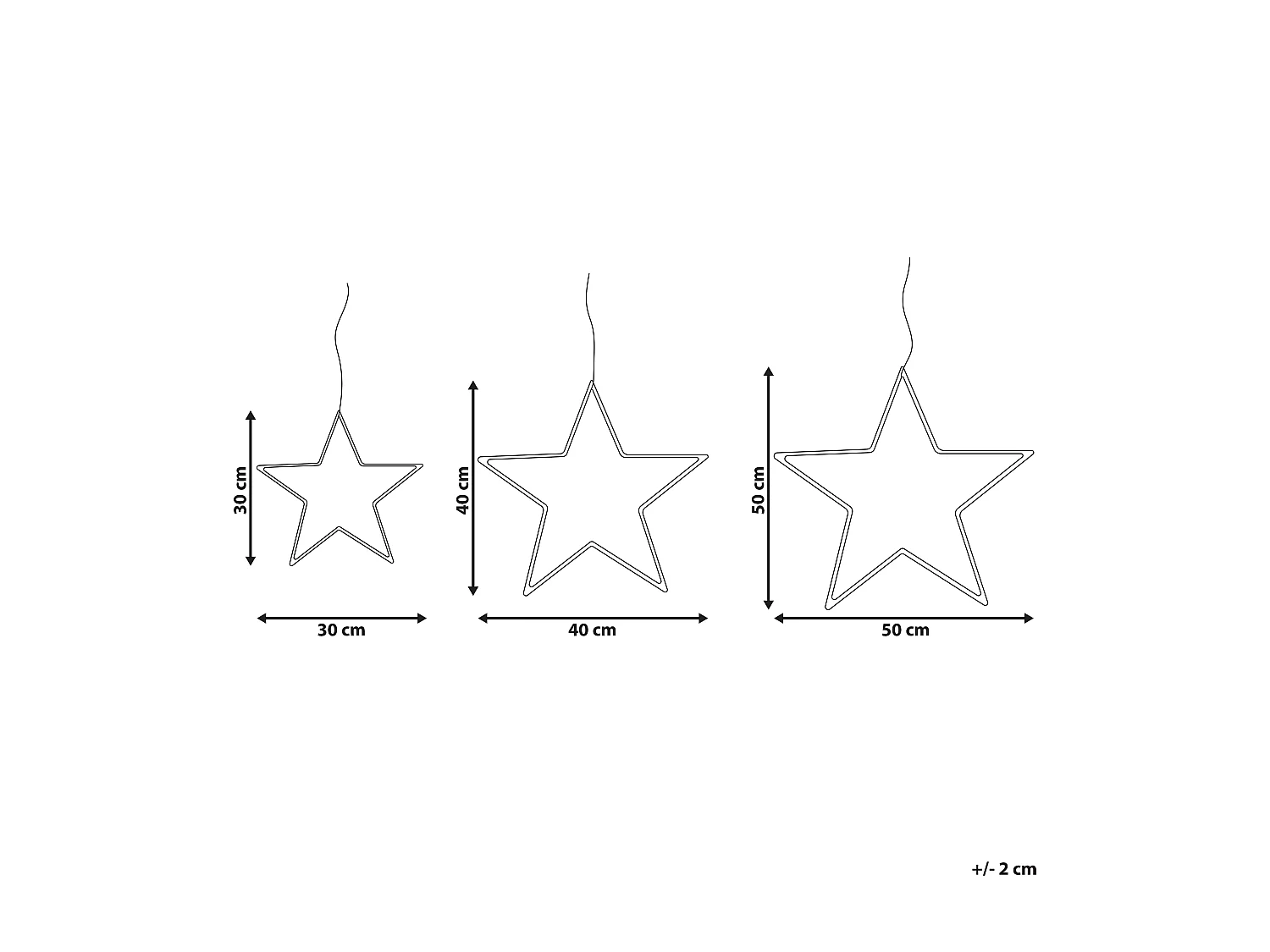 Lot de 3 décorations suspendues LED KUNNARI Étoile 50/40/30 cm Argenté