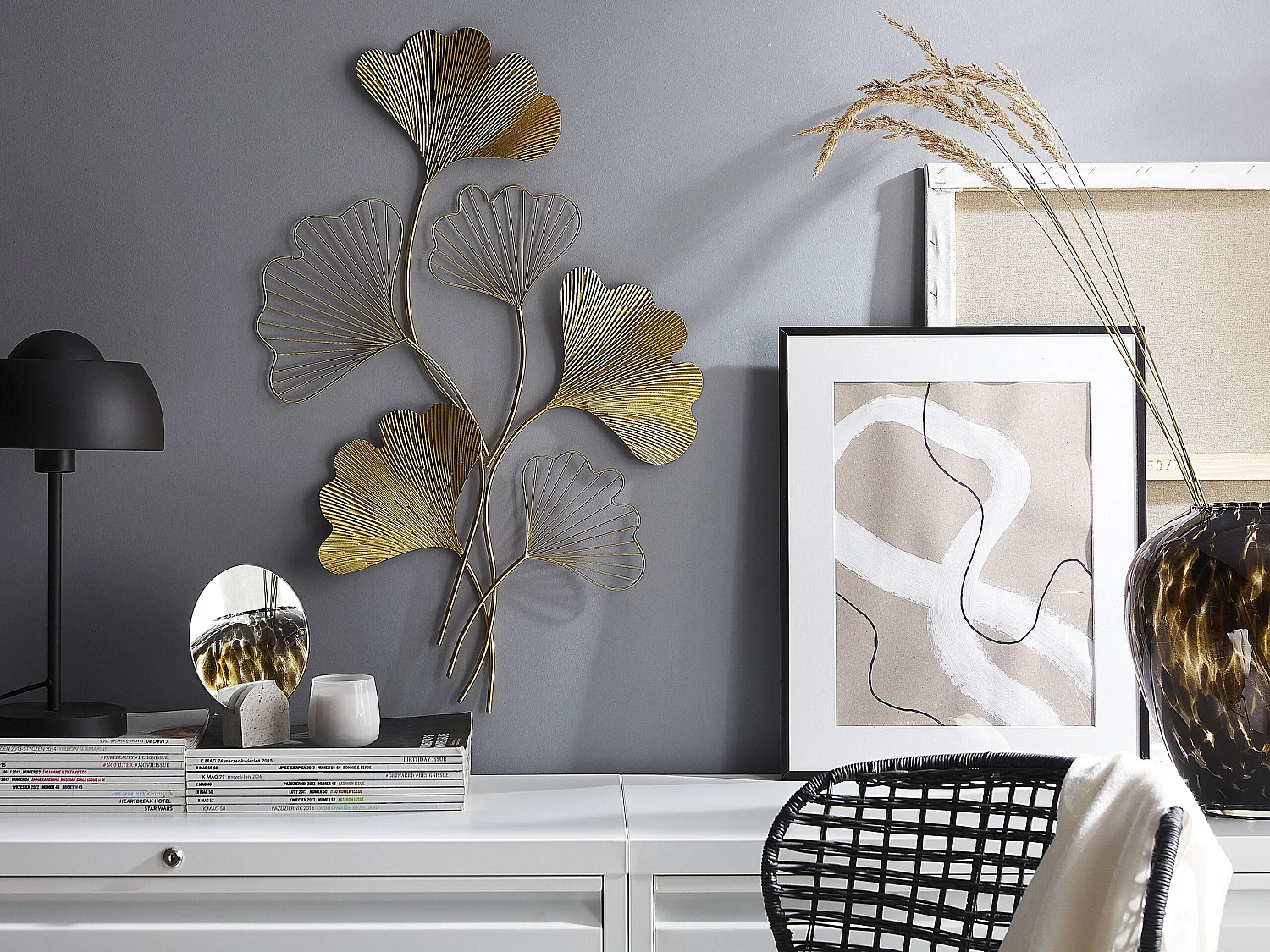 Décoration murale Fleur INDIUM Métal 79 cm Doré