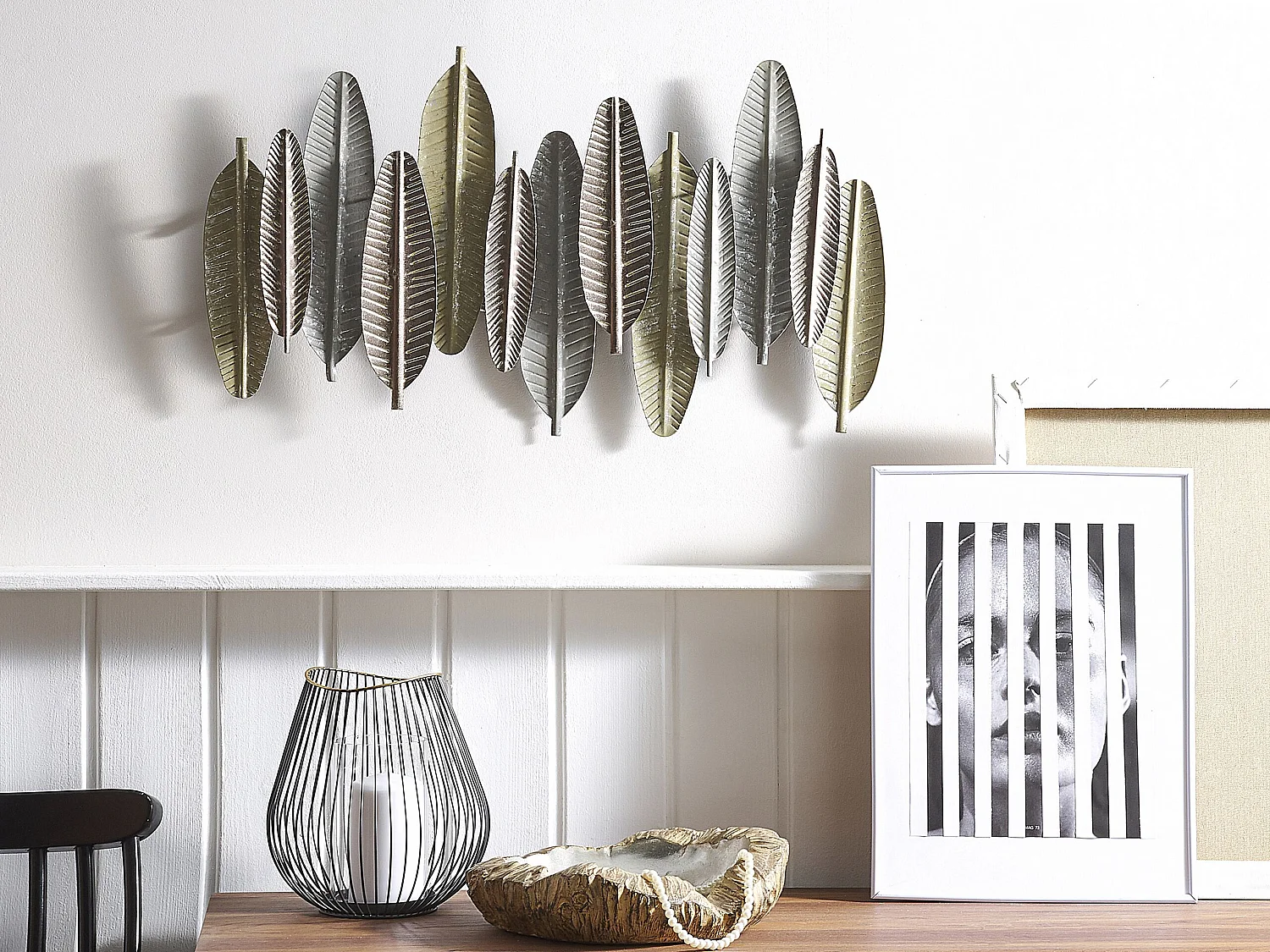 Decorazione da parete piuma ANTIMONY Metallo 37 cm Argento