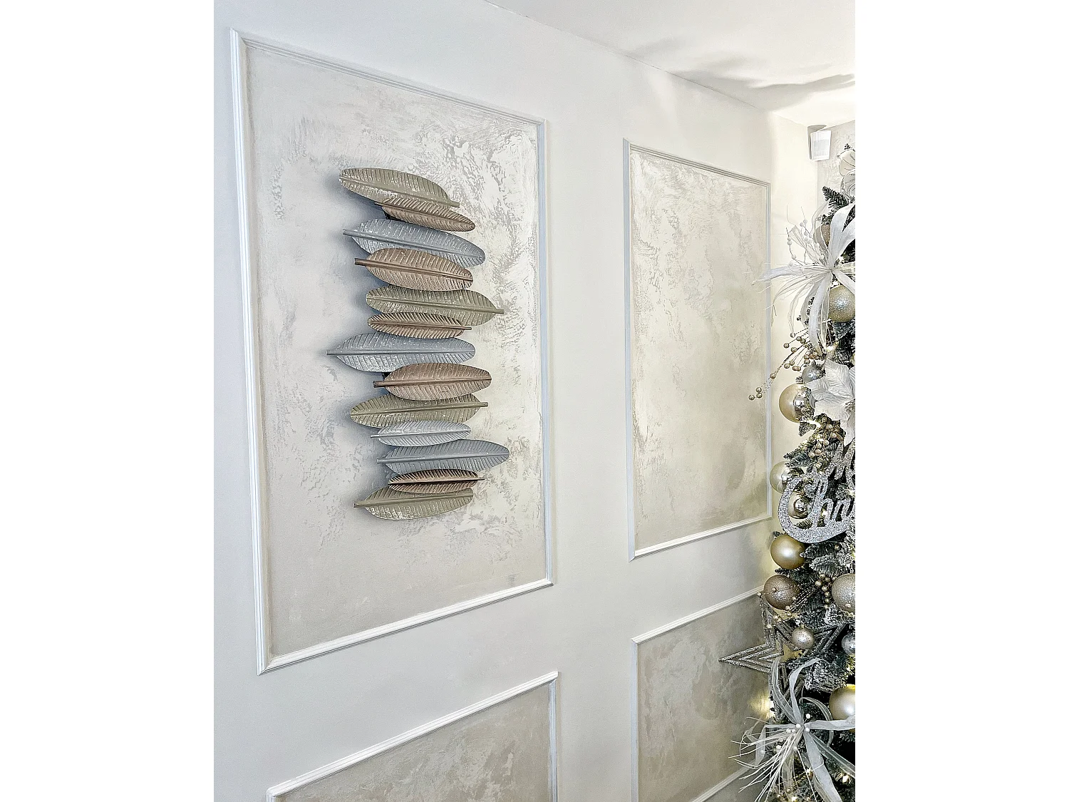 Wandobjekt Feder ANTIMONY Metall 37 cm Silber