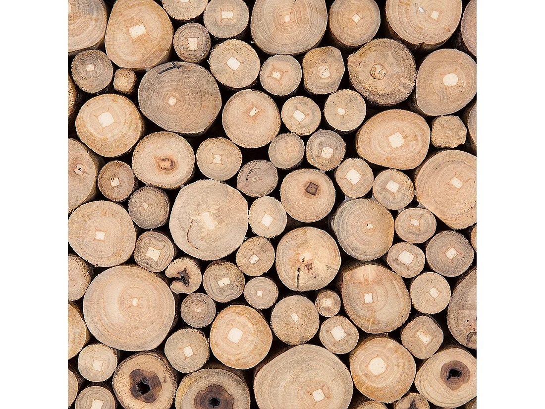 Stilvolle Wanddekoration Natur-Motiv Teakholz hellbraun 85 x 85 cm Twig