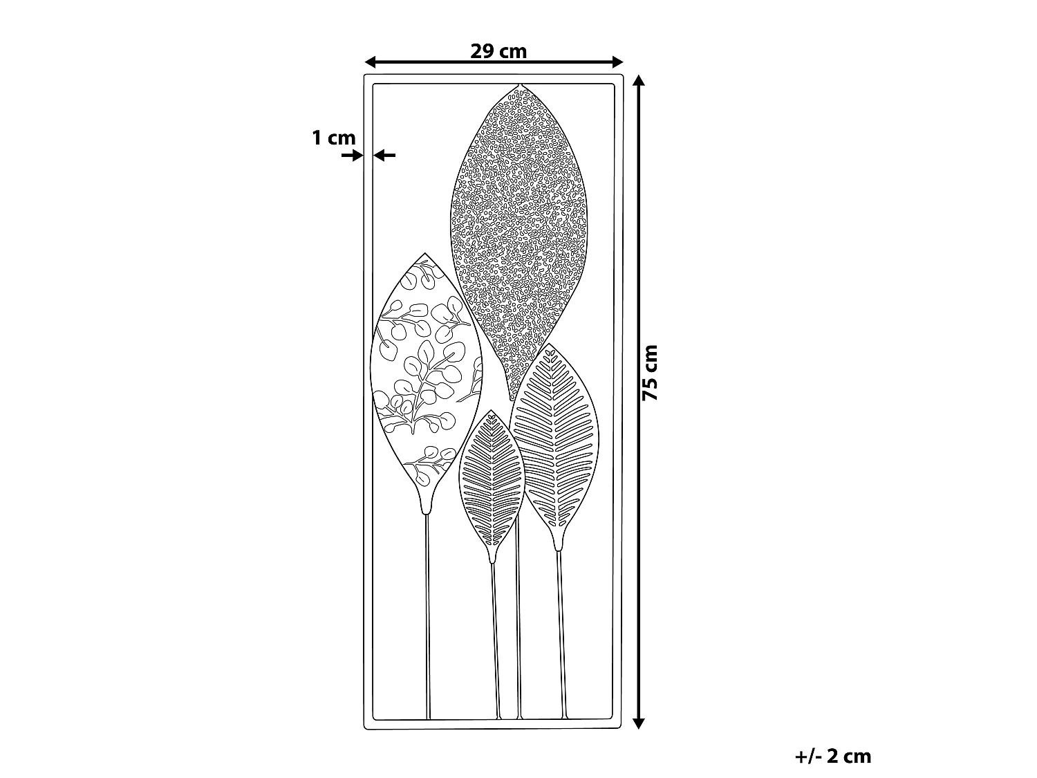Wall Decor Leaf PLATINUM Metal 75 cm Multicolour