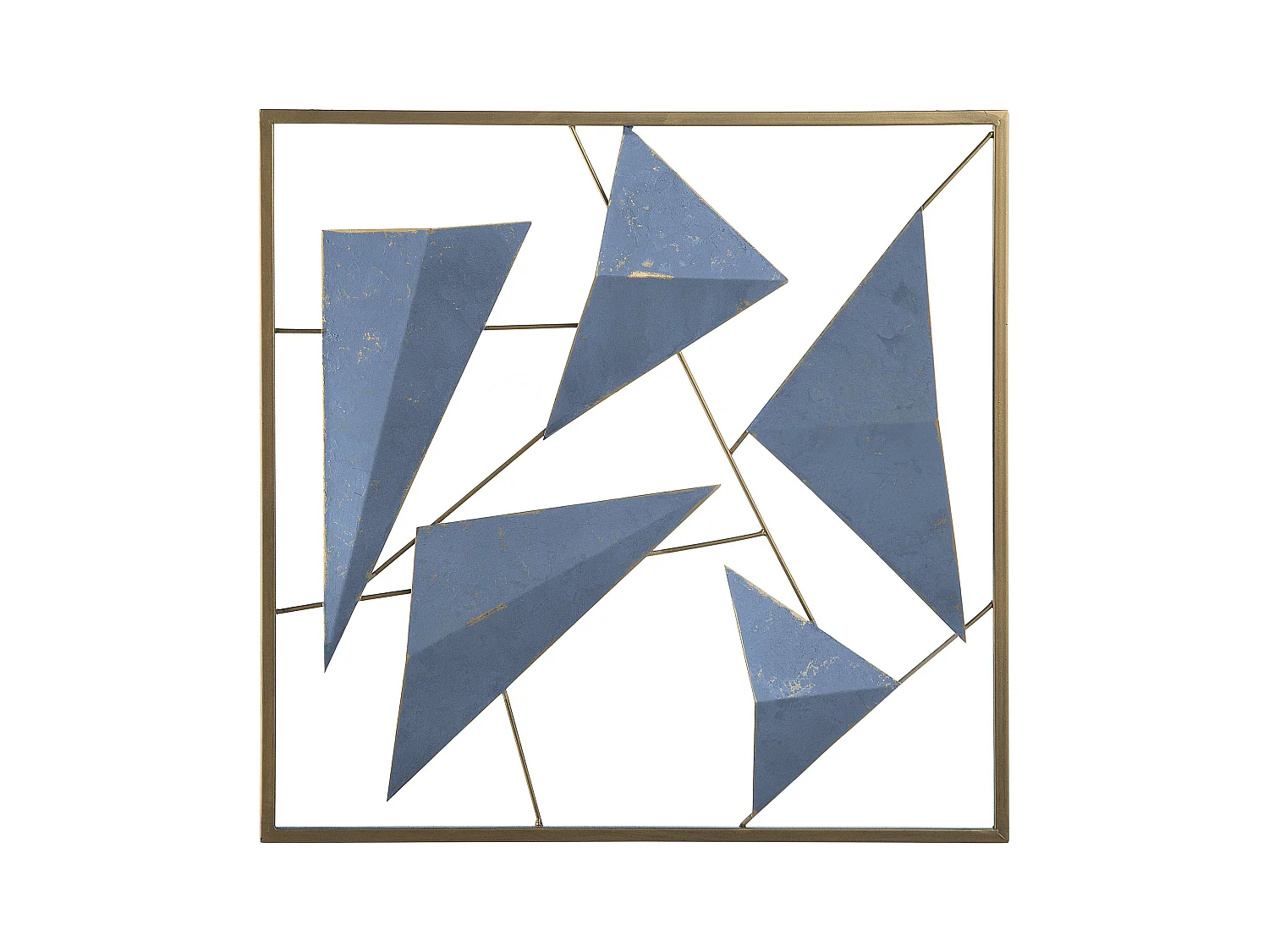 Moderne Wanddekoration mit Dreiecken blau/gold Zinc
