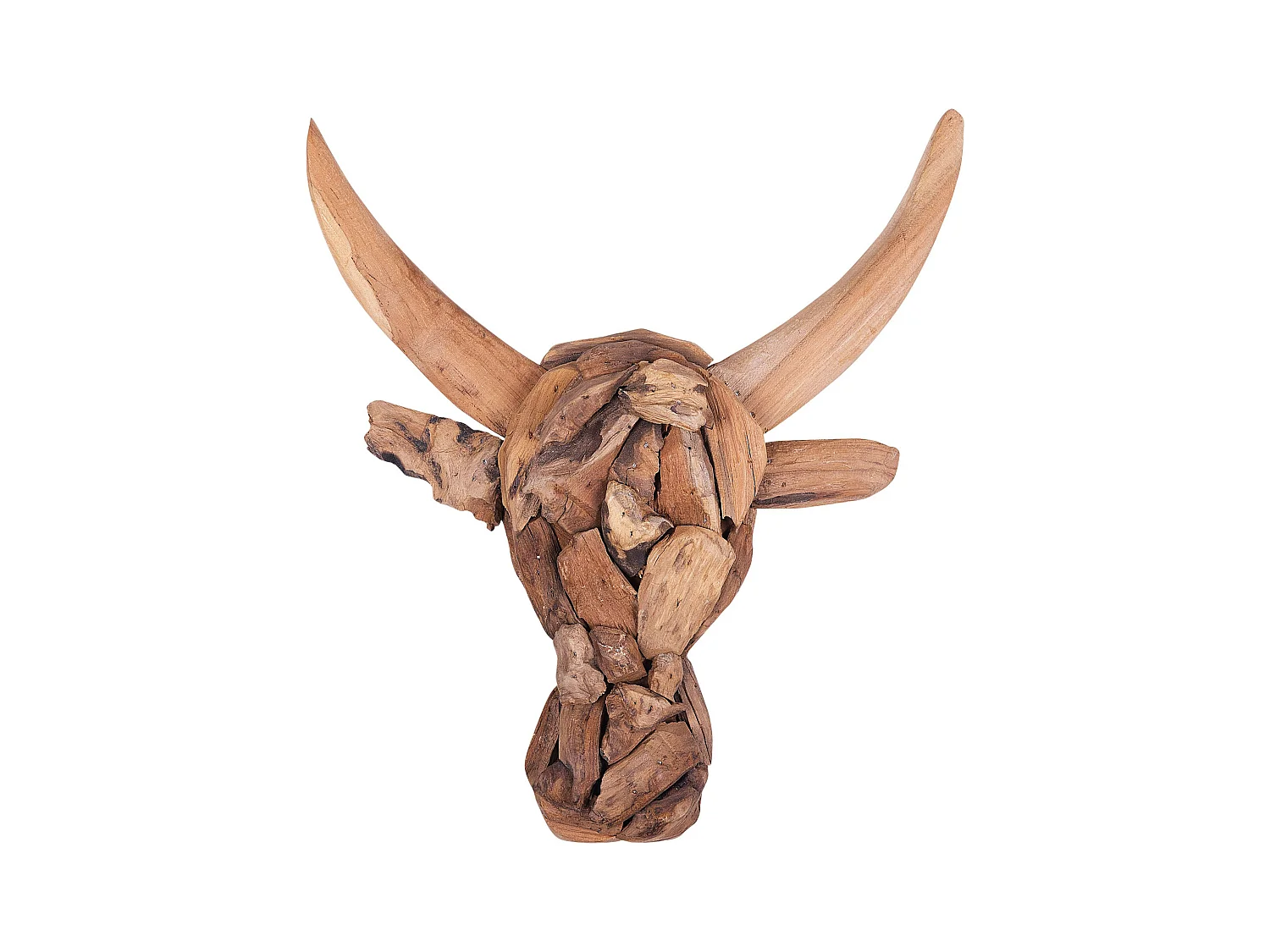 Figurine murale Taureau BULL HEAD Teck 34 cm Marron