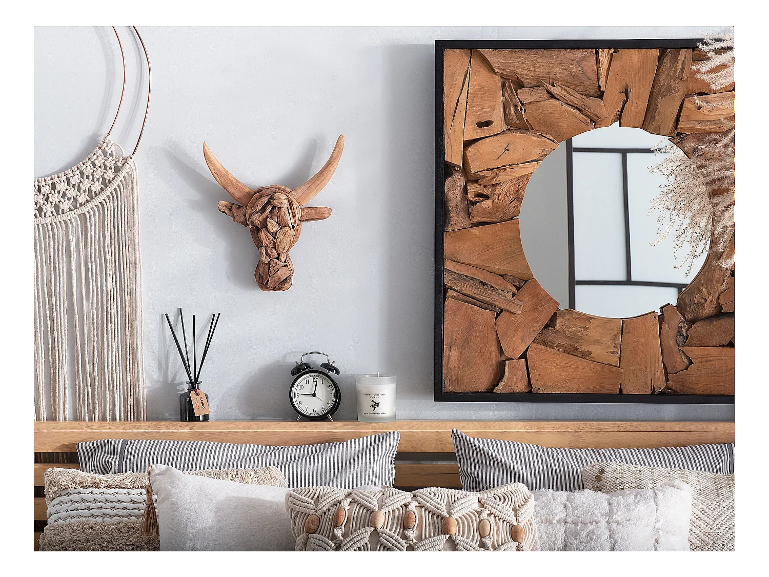 Wandfigur Stier BULL HEAD Holz 34 cm Braun