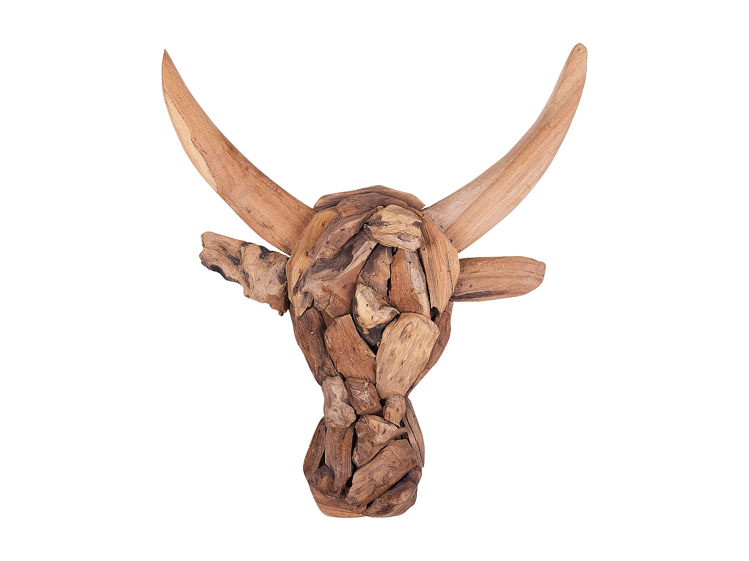 Figurine murale Taureau BULL HEAD Teck 34 cm Marron
