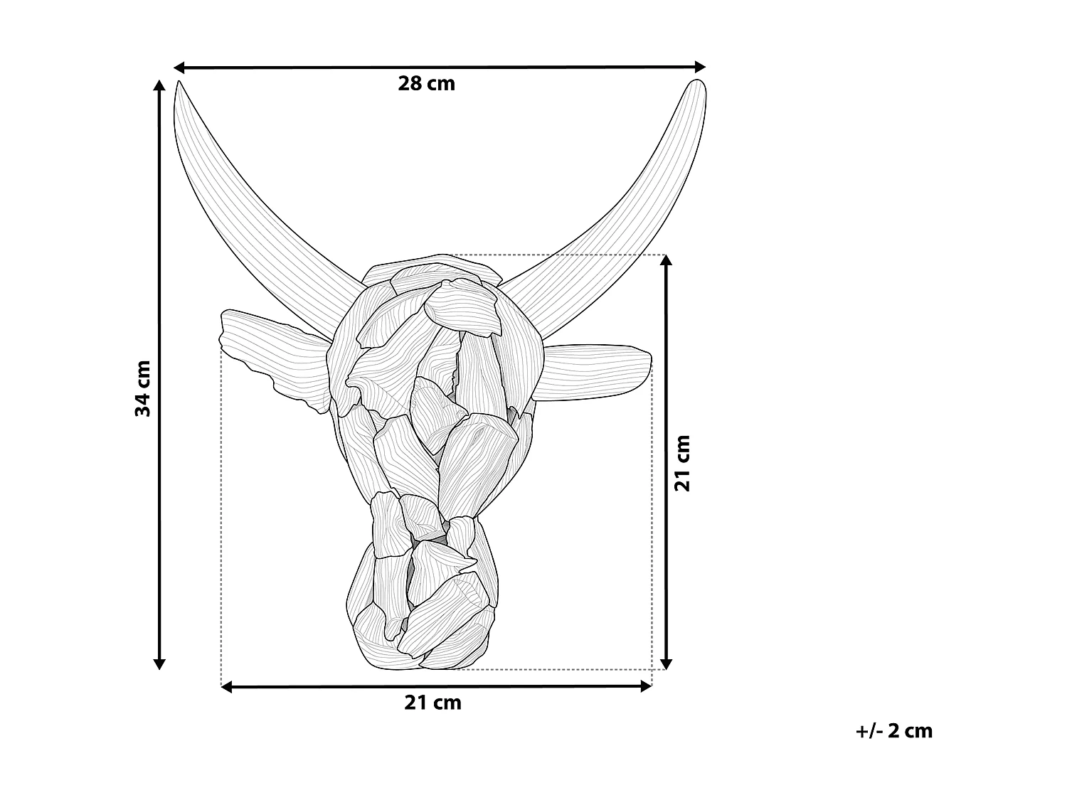 Figurine murale Taureau BULL HEAD Teck 34 cm Marron