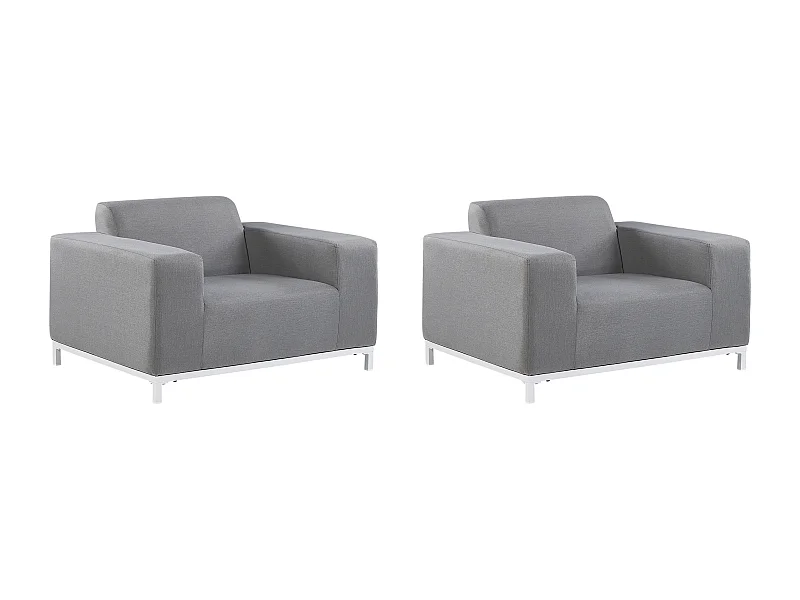 Indoor&Outdoor Sessel Stoff Polsterbezug grau mit Armlehnen Gestell weiß Rovigo