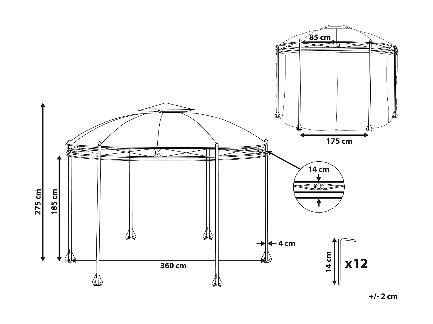 Gazebo SAFARA Metallo 368 cm 368 cm Beige