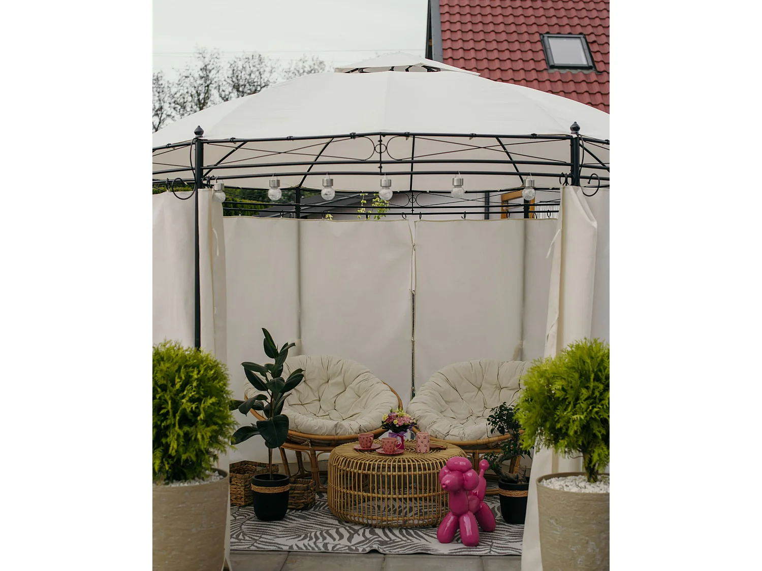 Tonnelle de jardin SAFARA Métal 368 cm 368 cm Beige