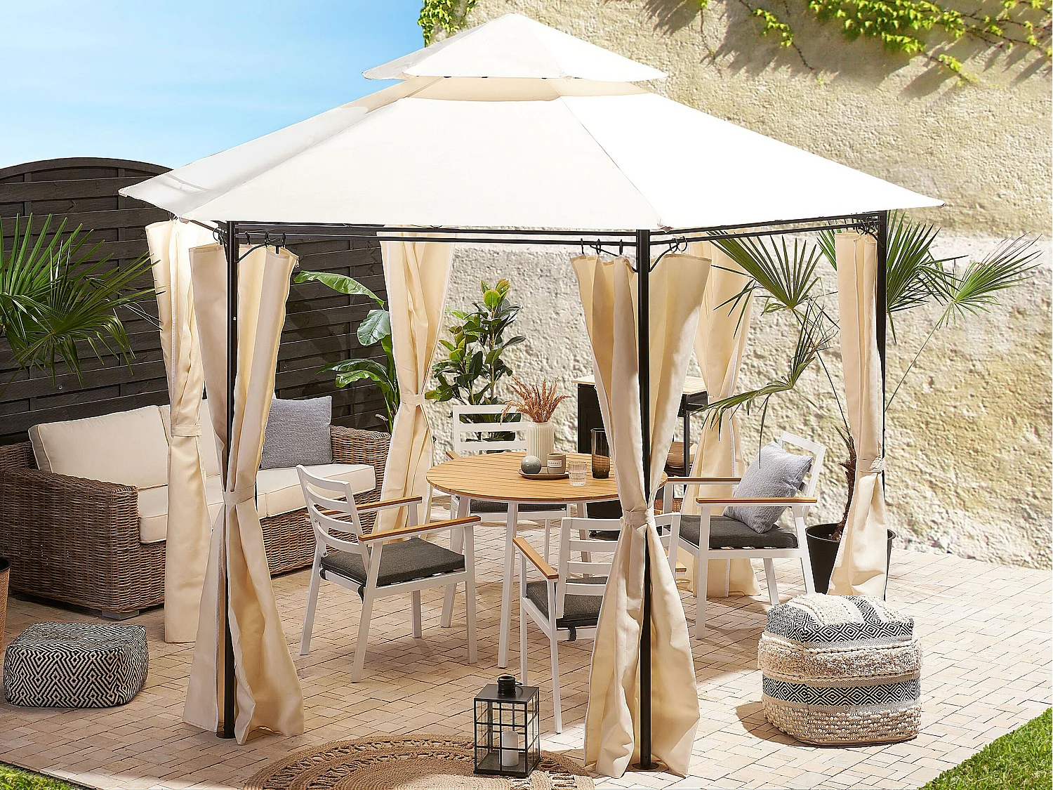 Gazebo PORTEL Metallo 350 cm 350 cm Beige