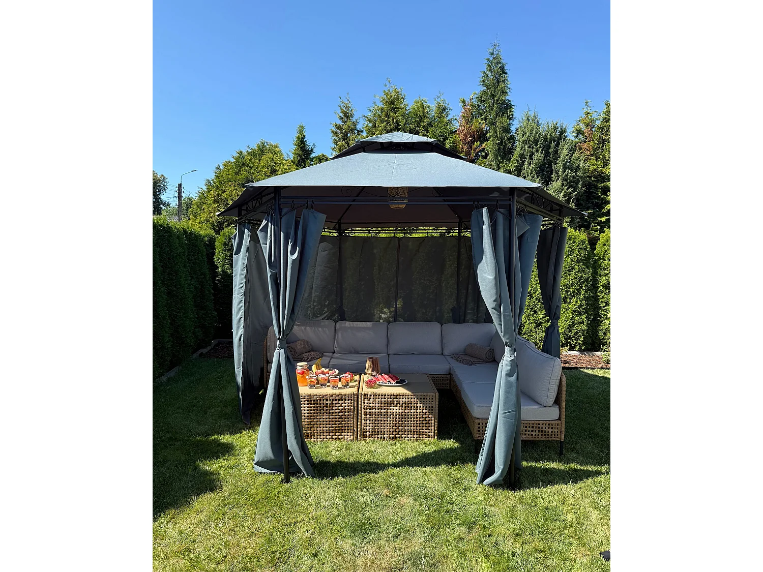 Pavillon PORTEL Metall 350 cm 350 cm Graphitgrau