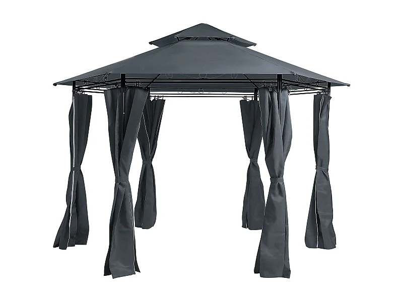 Garten-Pavillon mit Dach und Seitenwänden graphitgrau rund moderner Stil Portel