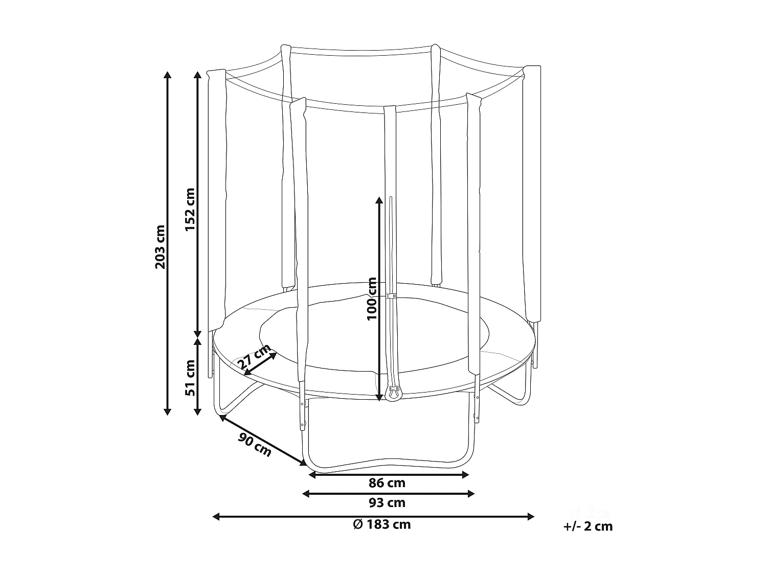 Trampoline avec filet de sécurité ⌀ 183 cm bleu RISATA