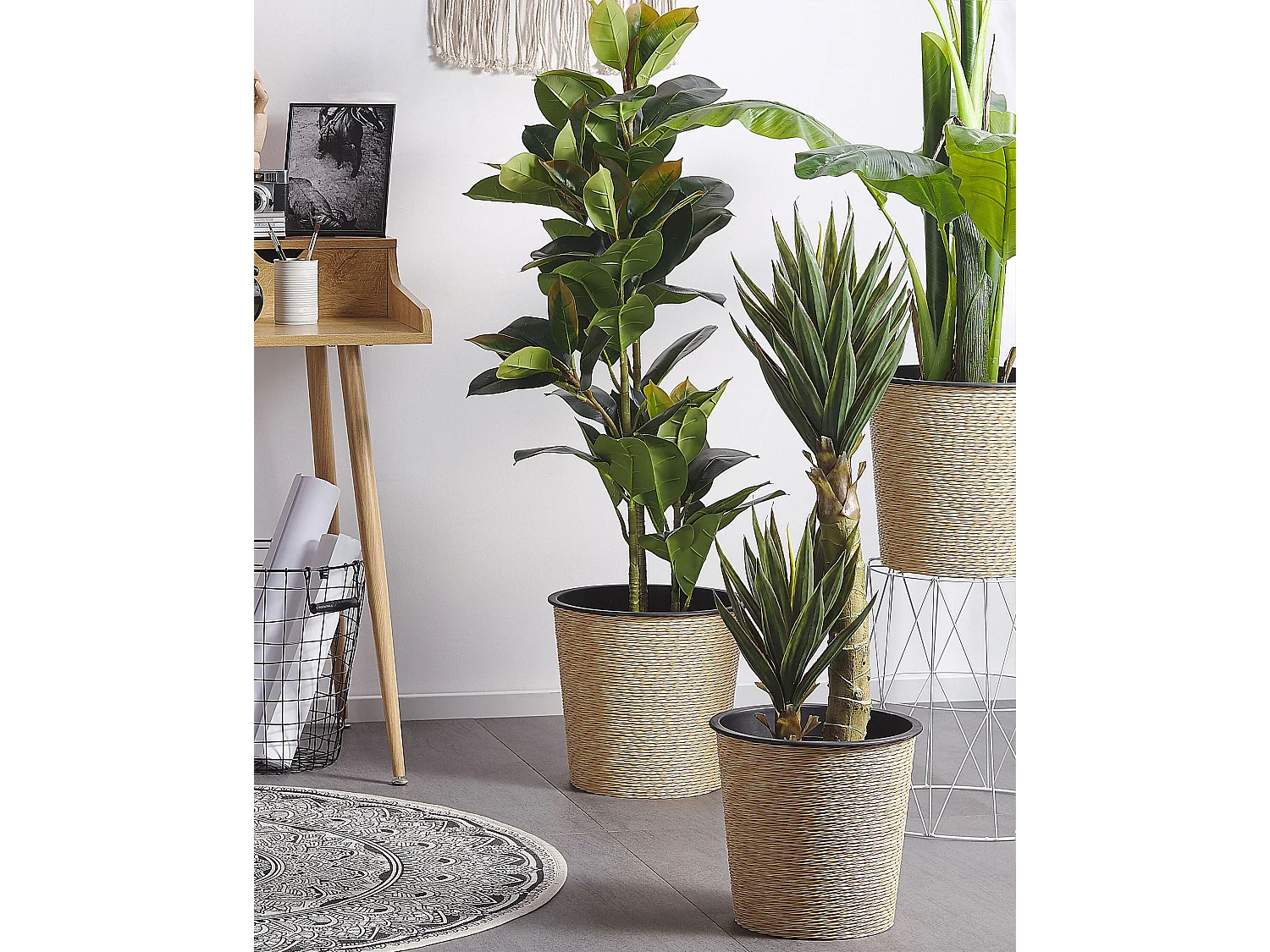 Dekorative Kunstpflanze mit Topf 134 cm grün künstliche Pflanze Ficus Elastica