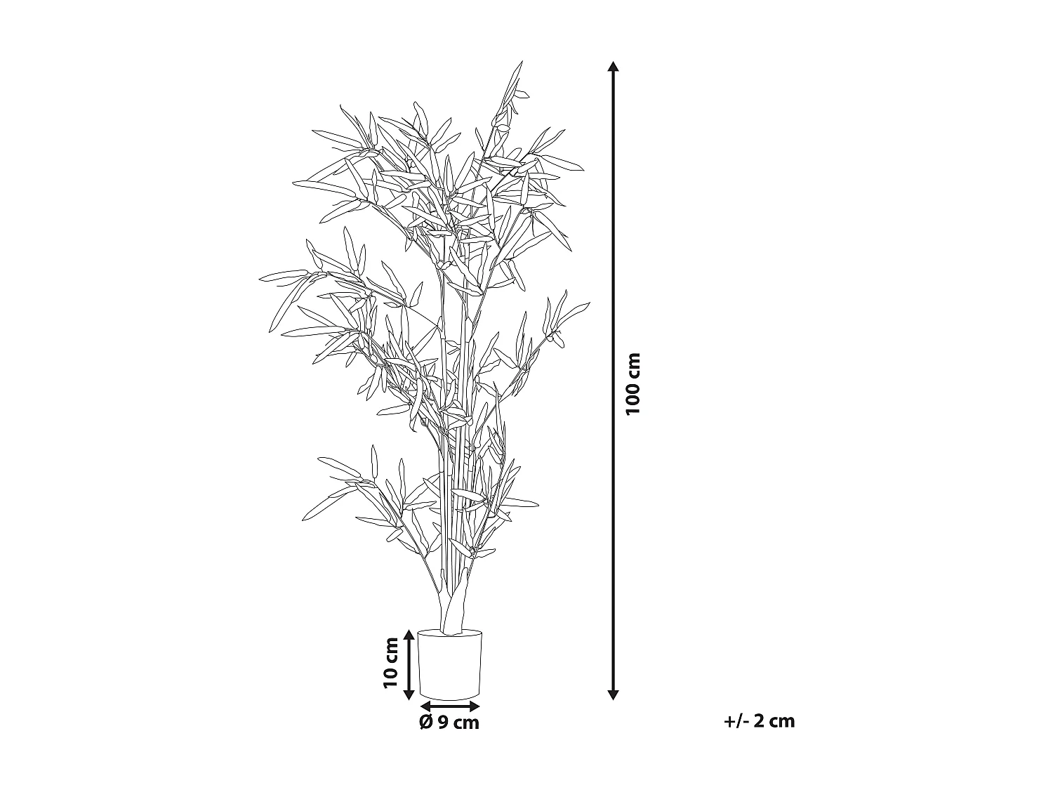 Kunstpflanze im Blumentopf 100 cm biegbare Zweige BAMBUSA VULGARIS