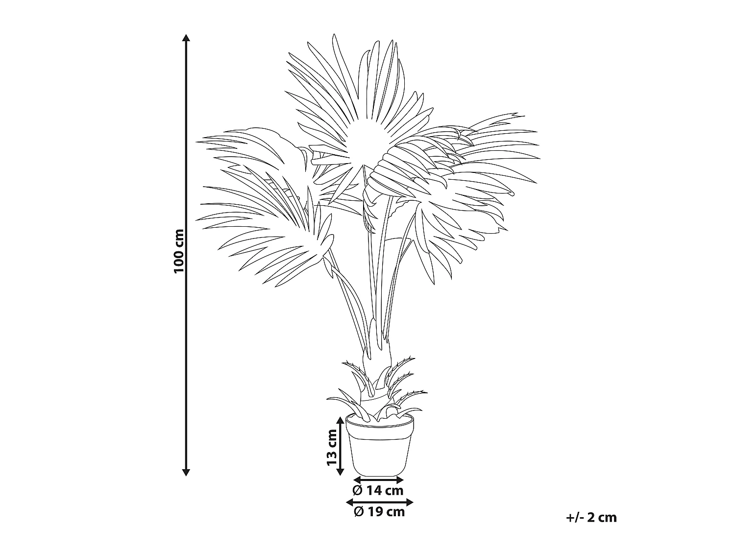 Dekorative Zimmerpalme im schwarzen Blumentopf Kunststoff 100 cm grün Fan Palm