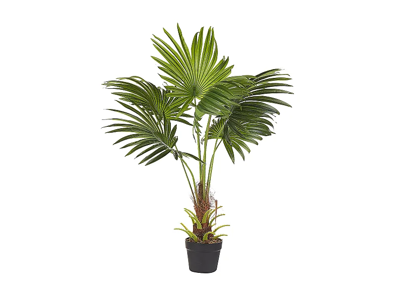 Dekorative Zimmerpalme im schwarzen Blumentopf Kunststoff 100 cm grün Fan Palm