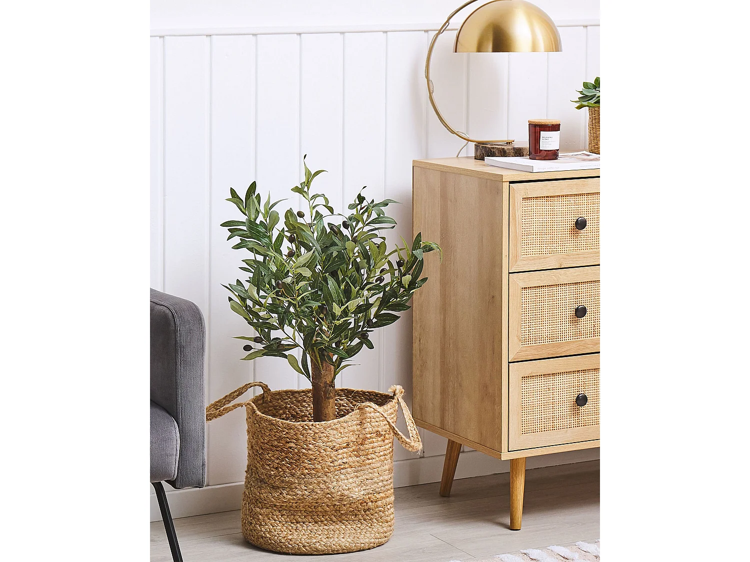 Kunstpflanze im Blumentopf 77 cm OLIVE TREE