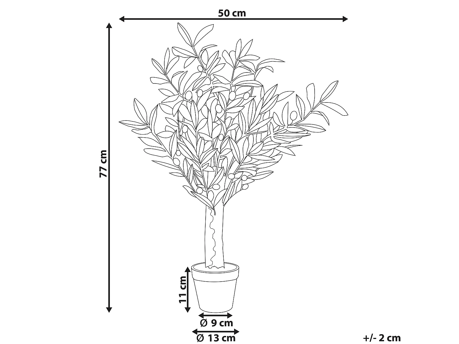 Kunstpflanze im Blumentopf 77 cm OLIVE TREE