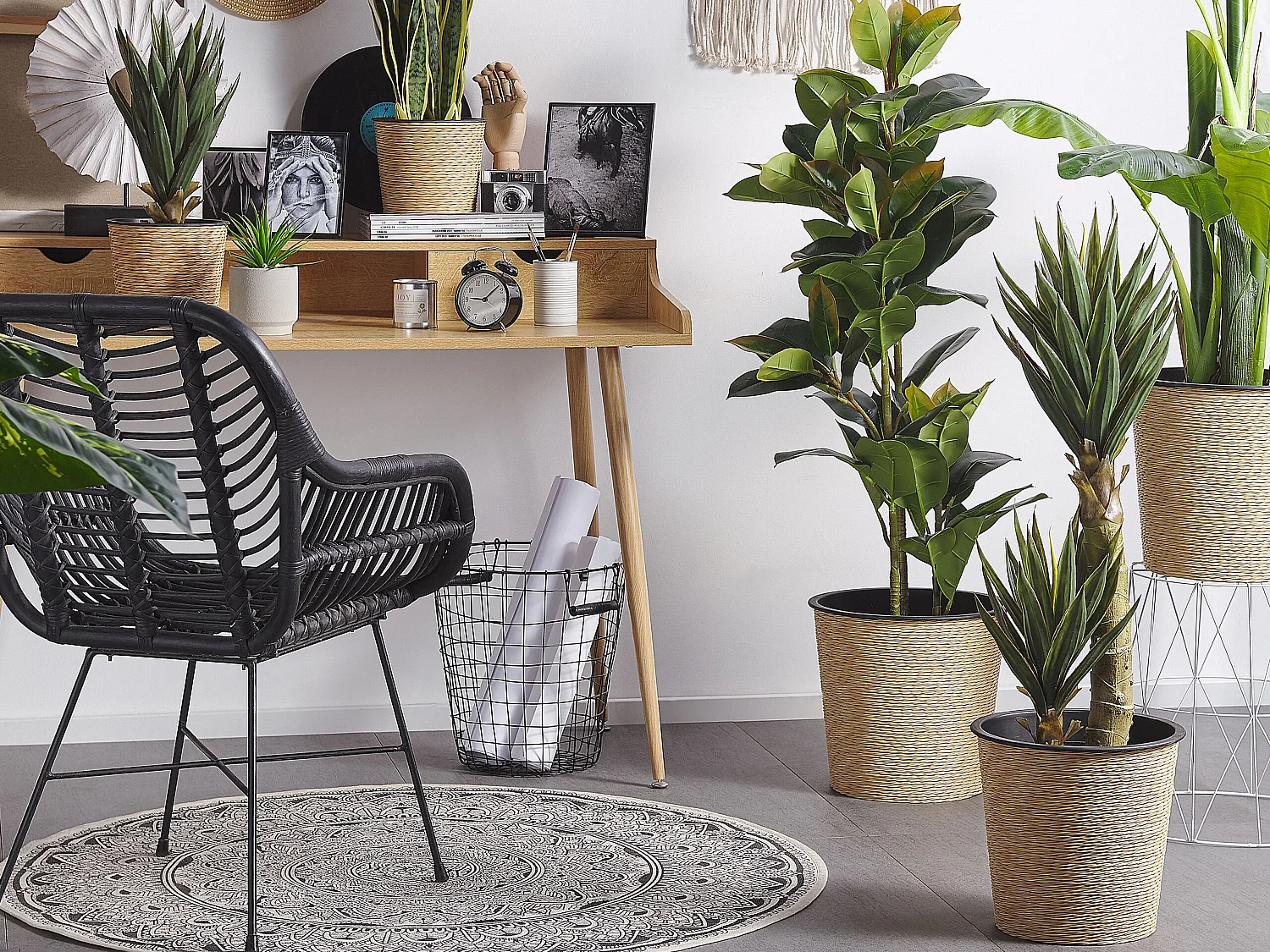 Dekopflanze in Aloe Vera-Form Kunststoff 90 cm grün Yucca