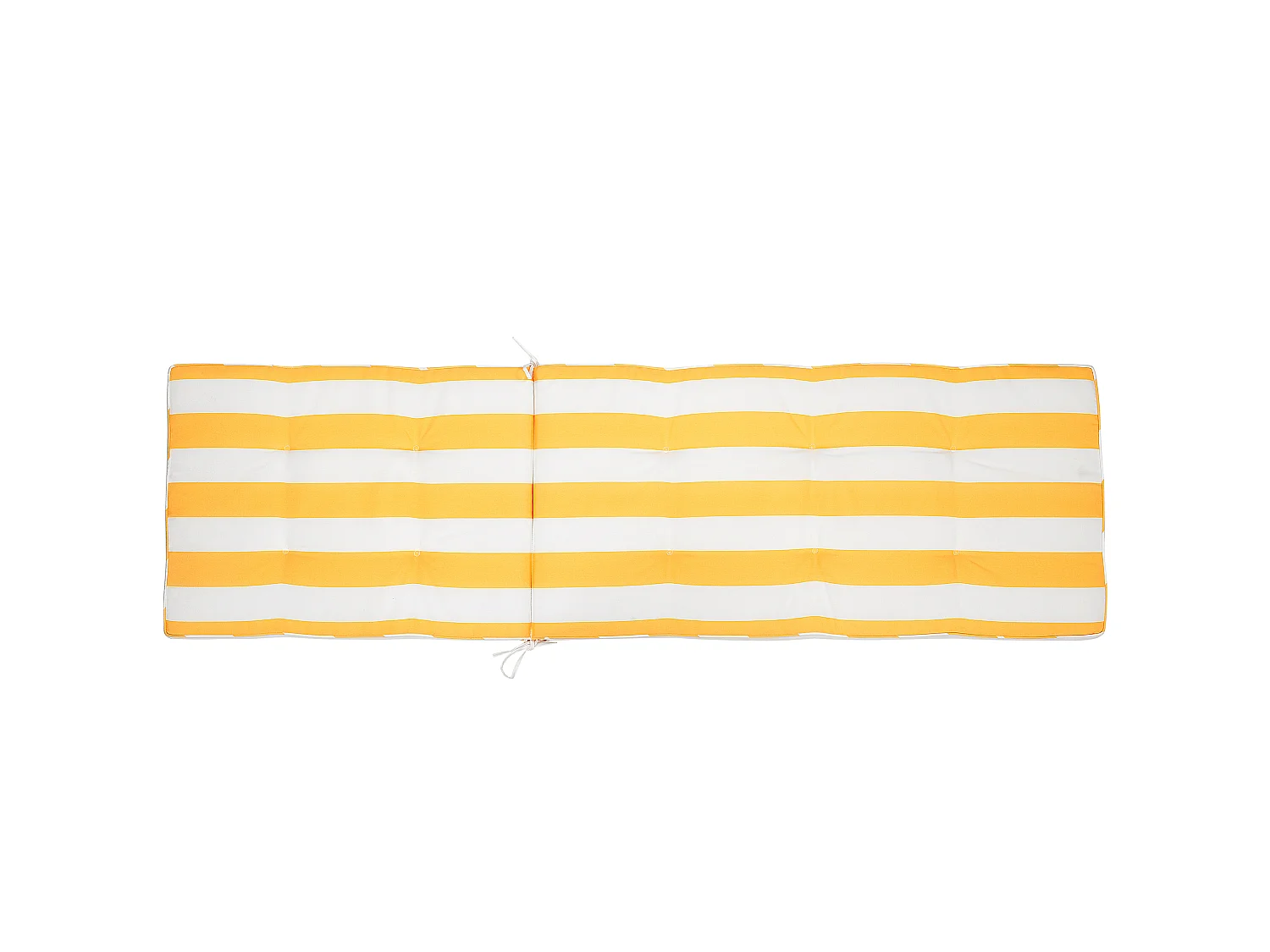 Transat de jardin en bois avec coussin en tissu à rayures jaunes CESANA